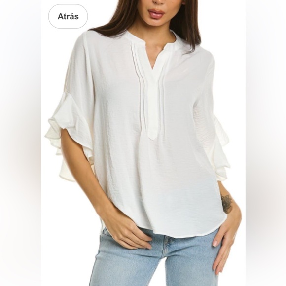 Vince Camuto, ruffle sleeve blouse size PL - Picture 9 of 9